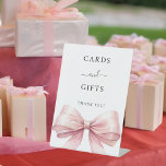 Pink bow white cards gifts sign<br><div class="desc">White elegant background,  decorated with a large pink bow.  Text: Cards and Gifts. Thank you!</div>