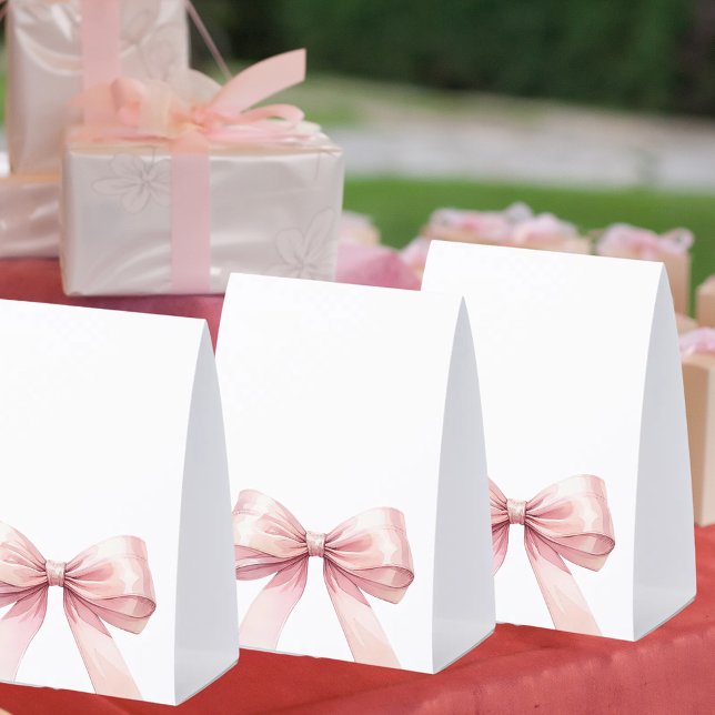 Pink bow white DIY write your own party Paper Table Tent (Creator Uploaded)