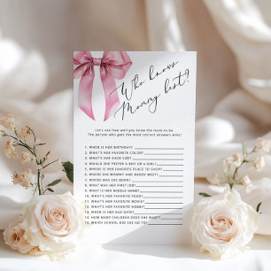 Pink Bow Who knows mommy best baby shower game