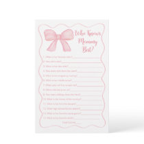 Pink Bow Who Knows Mommy Best Baby Shower Game