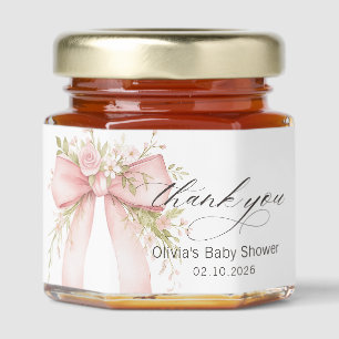 Pink Bow Wildflower Baby Shower Honey Jar Favors