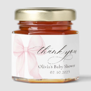 Pink Bow Wildflower Baby Shower Honey Jar Favors