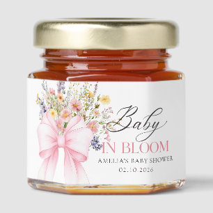 Pink Bow Wildflower Baby Shower Honey Jar Favors