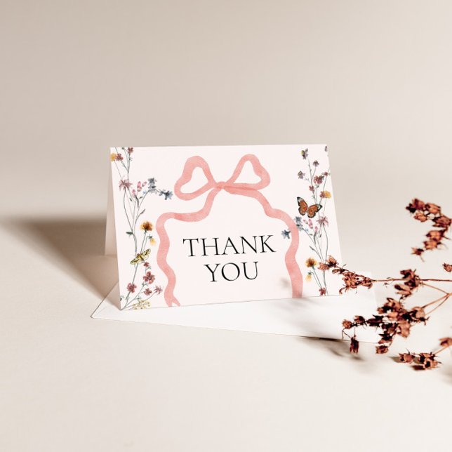 Pink Bow Wildflower Baby Shower Thank You (Pink Bow Wildflower Baby Shower Thank You)