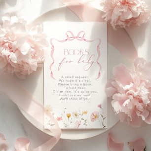 Pink Bow Wildflower Books for Baby ticket Enclosure Card