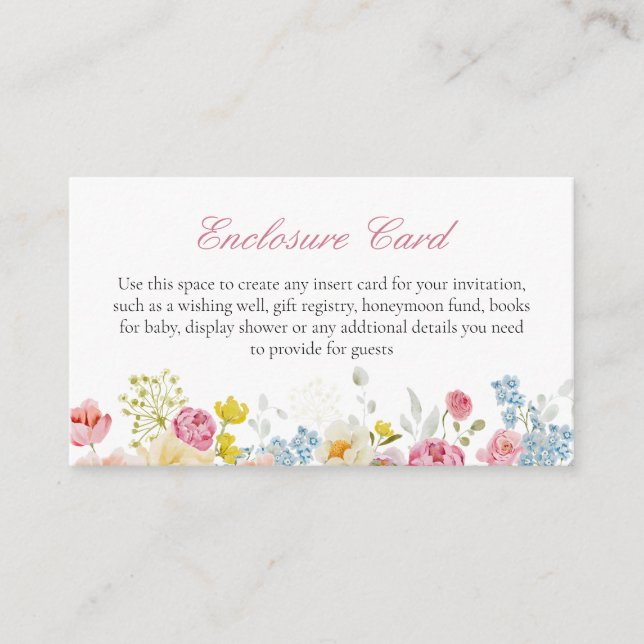 Pink Bow Wildflower Custom Enclosure Card (Front)