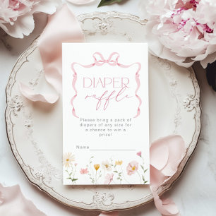Pink Bow Wildflower Diaper raffle ticket Enclosure Card