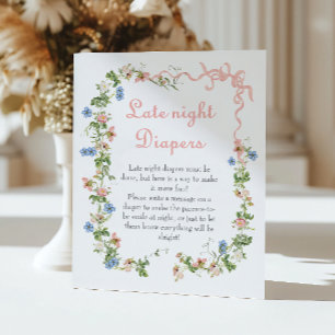 Pink Bow Wildflower Late Night Diapers Poster