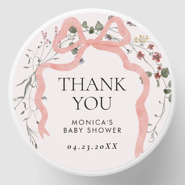 Pink Bow Wildflower Soy Wax Candle Favor Mini Candle Favors (Front)