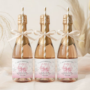 Pink Bow Winter Baby Pop It When She Pops Sparkling Wine Label