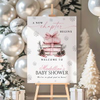 Pink Bow Winter Baby Shower A New Chapter Begins