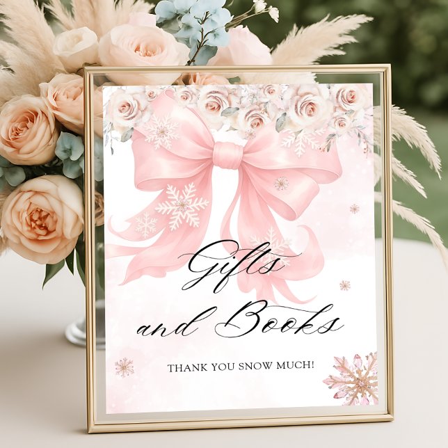 Pink Bow Winter Baby Shower Gift Book Poster (Creator Uploaded)