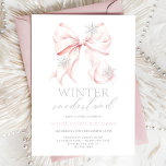 Pink Bow Winter Onederland 1st Birthday Invitation<br><div class="desc">Pink Bow Winter Onederland 1st Birthday Invitation featuring a soft,  blush pink bow adorned with delicate snowflakes,  this design exudes a modern yet classic winter wonderland vibe.</div>