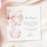 Pink Bow Winter Snowflake Baby Shower  Thank You Card<br><div class="desc">Pink Bow Winter Snowflake Baby Shower Thank You Card</div>