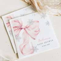 Pink Bow Winter Theme Snowflake Baby Shower