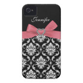Pink Bow with Damask iPhone Case (Back)