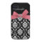 Pink Bow with Damask iPhone Case