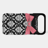 Pink Bow with Damask iPhone Case (Back (Horizontal))
