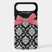 Pink Bow with Damask iPhone Case (Back)