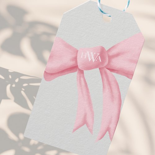 Pink Bow with Monogram Gift Tags