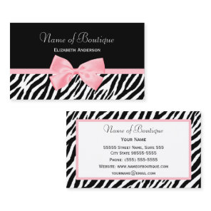 Pink Bow Zebra Boutique Business Card