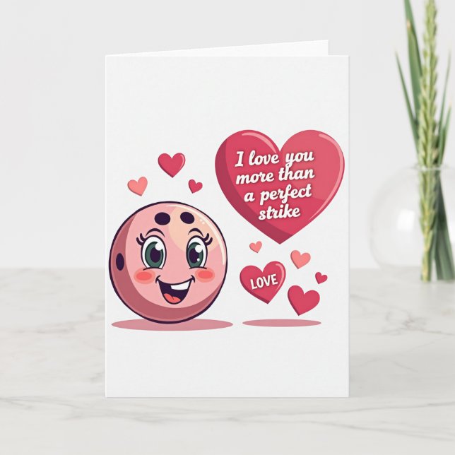 Pink Bowling Ball Love Card (Front)