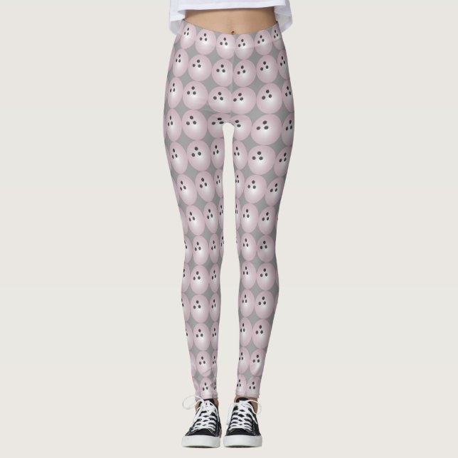 Pink Bowling Ball Pattern Custom Color Leggings (Front)