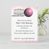 Pink Bowling Birthday Party Invitation (Standing Front)