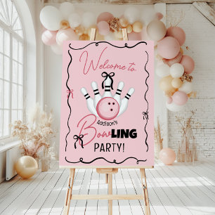 Pink BOWling Bows Birthday Party Lg Welcome Sign