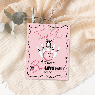 Pink BOWling Bows Girl Birthday Party L Favor Tag Thank You Card