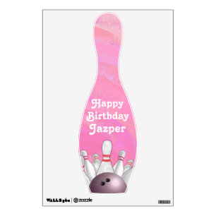 Pink Bowling Party Bowling Pin Wall Decoration Wall Sticker