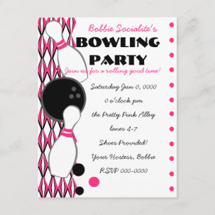 Pink Bowling Party Invitation