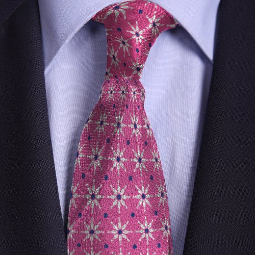 Pink Bowling Pin Flower Pattern Neck Tie