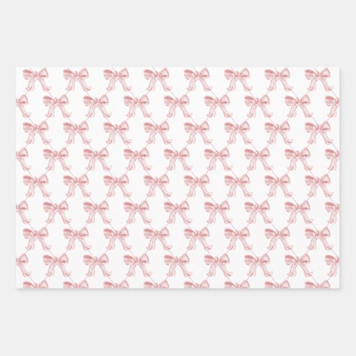 Pink Bows 19" x 29" Wrapping Paper 3 Sheets, Matte Zazzle