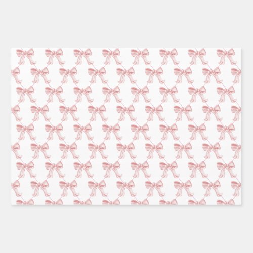 Pink Bows 19 x 29 Wrapping Paper 3 Sheets Matte