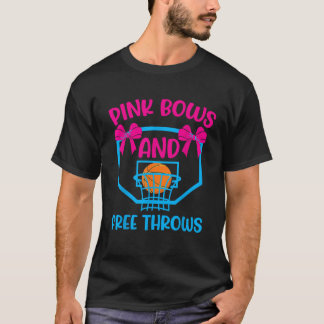 Pink Bows and Free Throws gender reveal designs T-Shirt