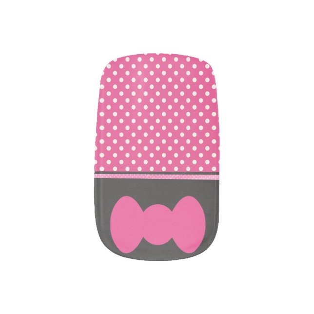 Pink Bows and Polka Dots Minx Nail Art (Left Thumb)