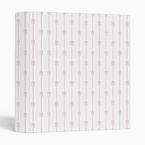 Pink Bows and Stripes 3 Ring Binder