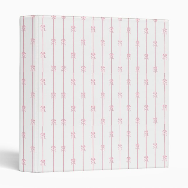 Pink Bows and Stripes 3 Ring Binder (Front/Spine)