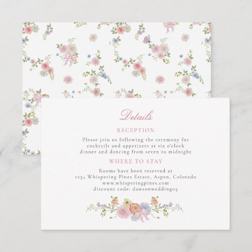 Pink Bows and Wildflowers Details