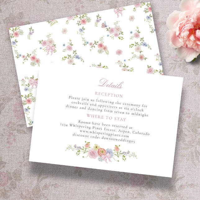 Pink Bows and Wildflowers Details Enclosure Card (Pink Bows and Wildflowers Details Enclosure Card
)