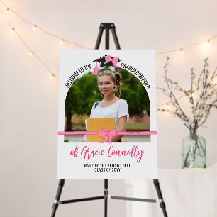 Pink Bows Arch Photo Graduation Party Welcome Foam Board