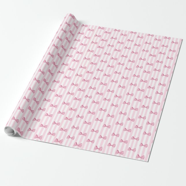 Pink Bows Baby Girl Baby Shower Gift Wrap (Unrolled)