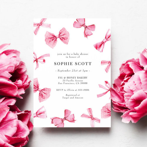 Pink Bows Baby Girl Baby Shower