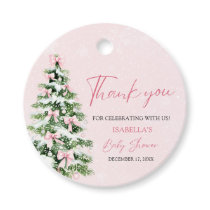 Pink Bows Baby It's Cold Outside Baby Shower Favor Tags
