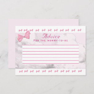 Pink Bows Baby Shower Advice Card