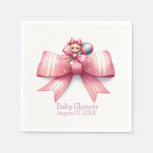 Pink Bows Baby Shower Paper Napkins