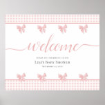 Pink Bows Baby Shower Welcome Sign at Zazzle