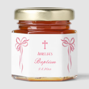 Pink Bows Baptism Honey Jar Favors