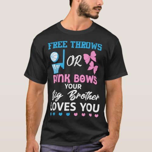 Pink bows Big Brother loves you gender reveal T_Shirt